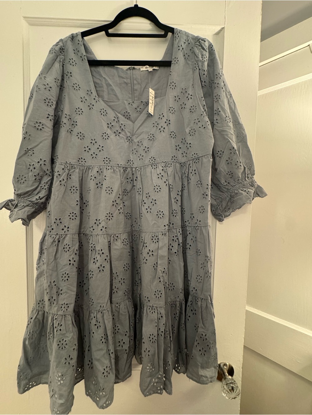 Madewell Dusty Blue Eyelet Dress